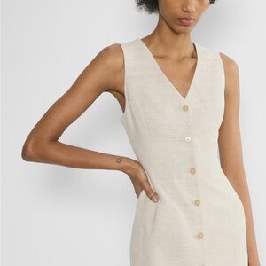 Aritzia Aria Wilfred Beige Button-Front Midi Dress